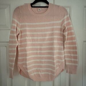 GAP Pink and White Crew Neck Sweater